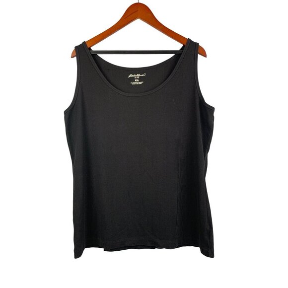 Eddie Bauer Womens Black Tank Top XXL 93% Cotton 7% Spandex - Picture 1 of 3